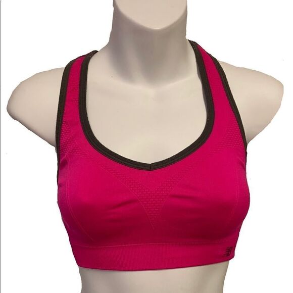 AB Racerback Sports Bra Small Fuchsia Pink Black - Picture 1 of 10